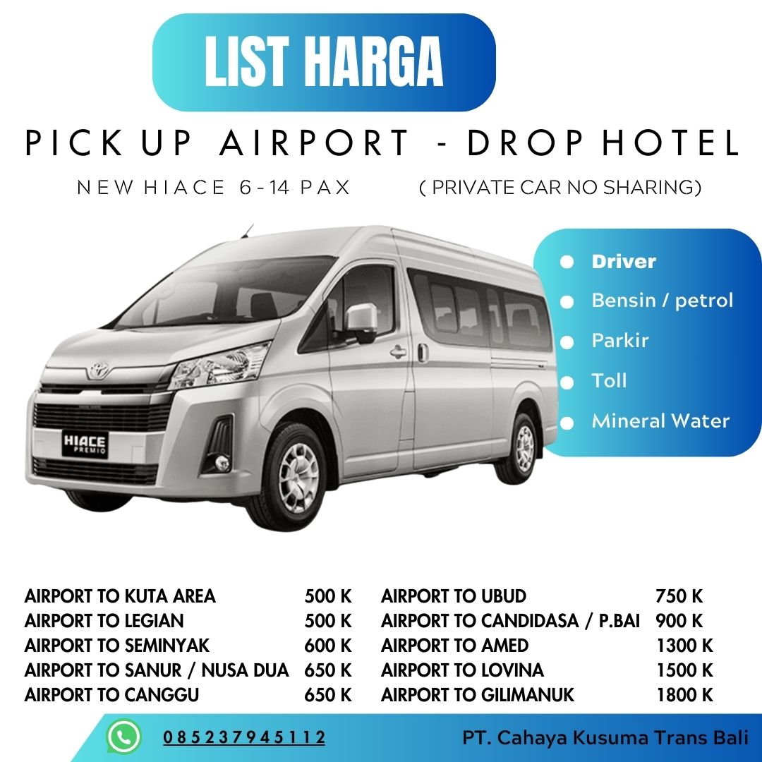 Sewa Hiace di Bali untuk rombongan wisata dan perjalanan grup