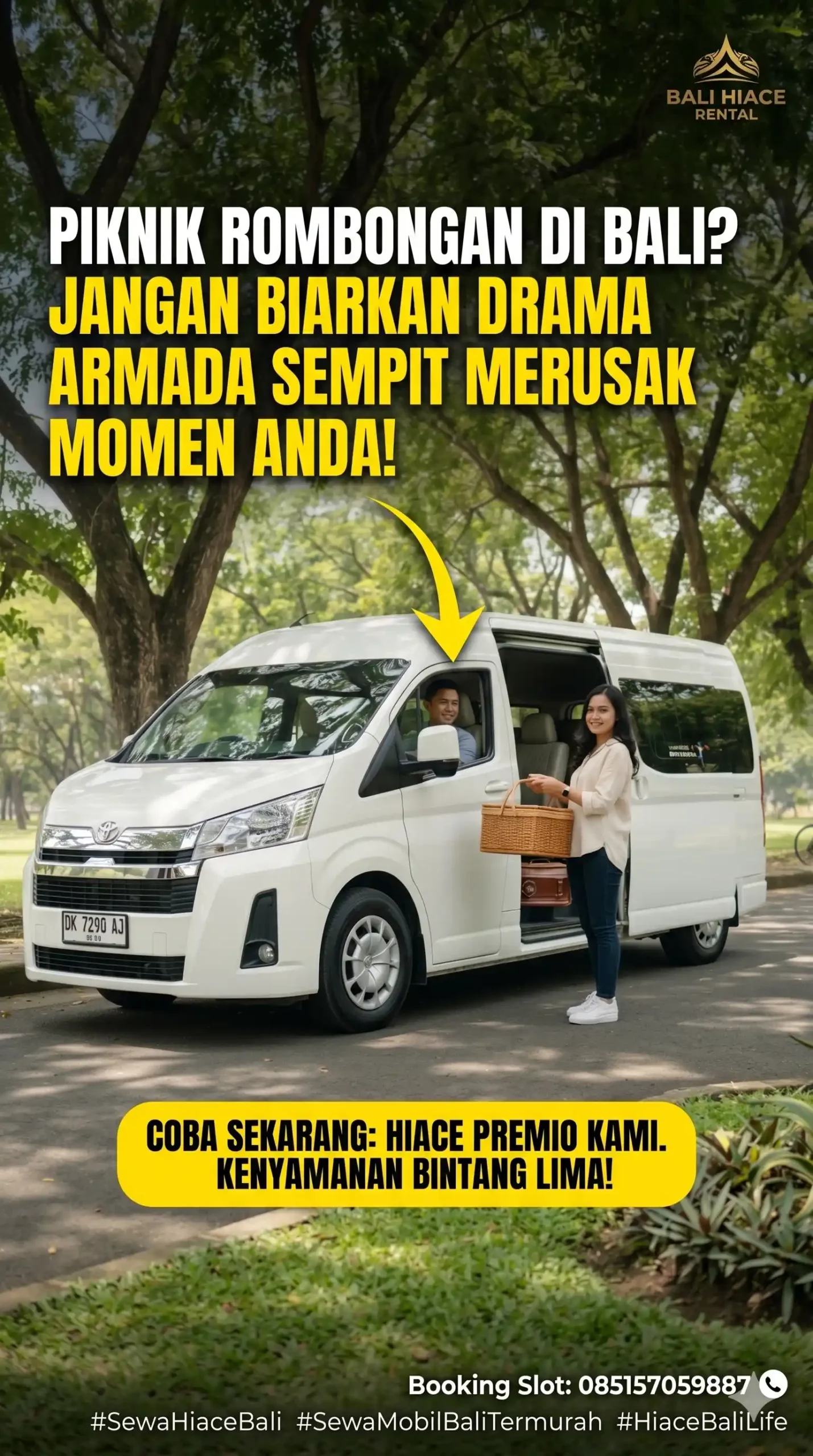 Armada Hiace Premio dan Commuter untuk transport rombongan Bali