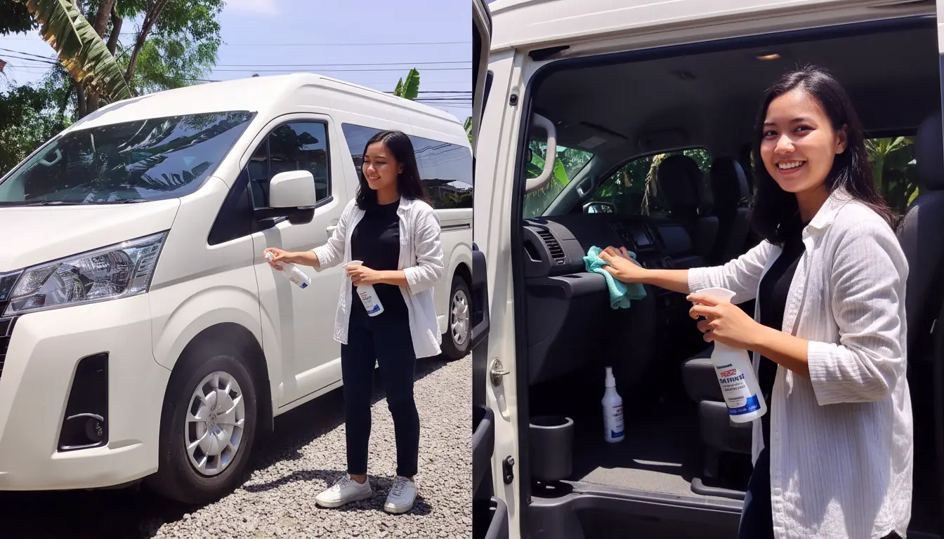 Kebersihan armada Hiace Premio Bali untuk transport premium