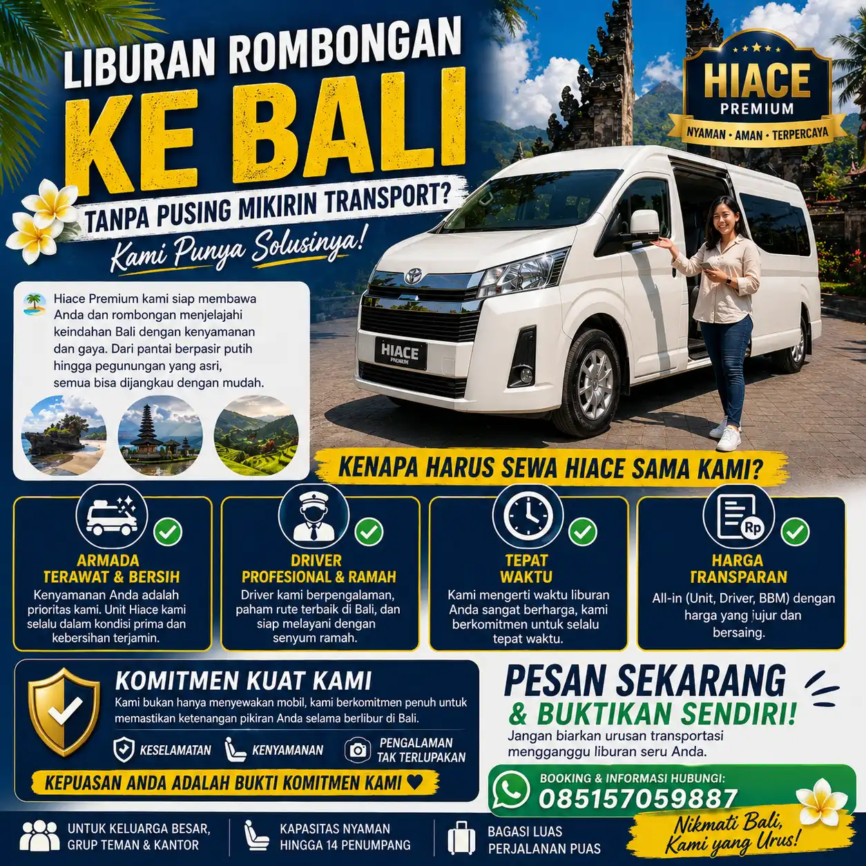 Transport wisata rombongan Bali dengan Hiace