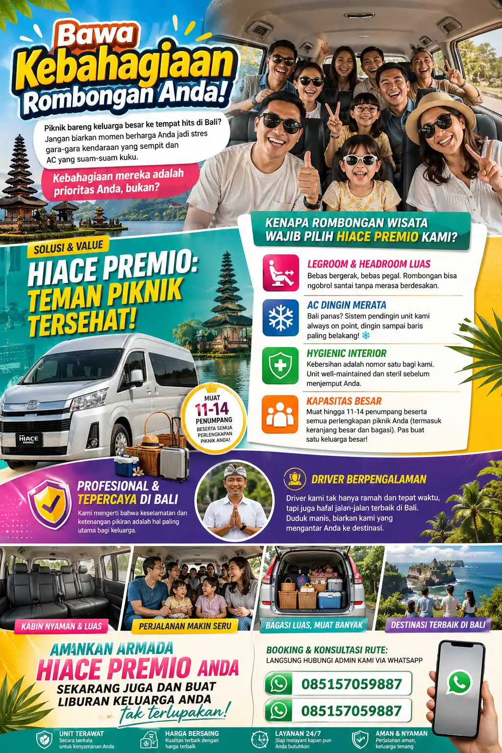 Hiace Premio Bali untuk liburan rombongan premium